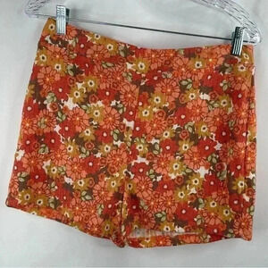 NWT COLSIE Floral Ribbed Knit Boho Casual Elastic Summer High Rise Shorts Size L